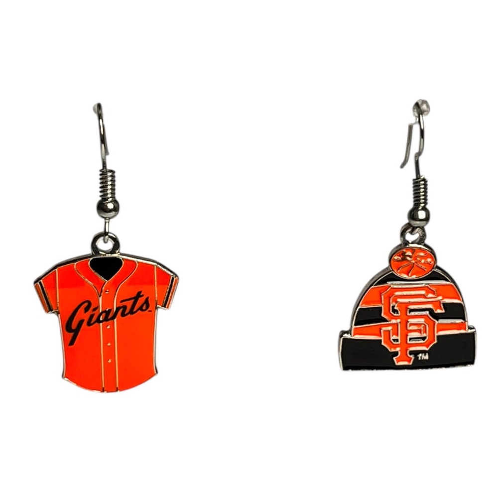 Womens San Francisco Giants Dangle Earrings Black Orange SF Baseball Sports